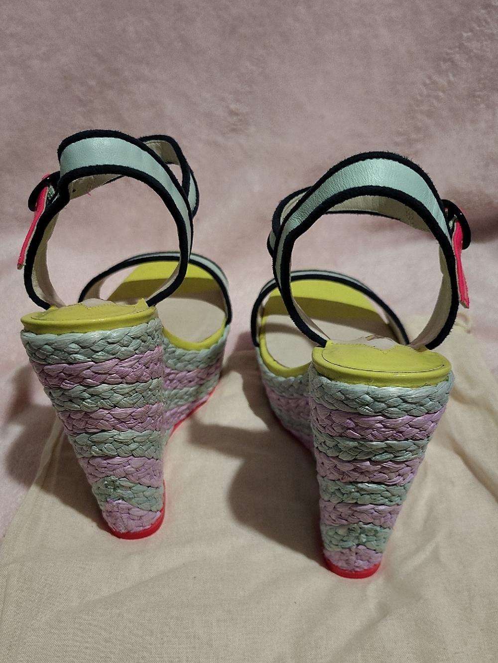 Sophia Webster Pastel Braided Platform Sandals - Blue, Yellow & Pink - Picture 7 of 10